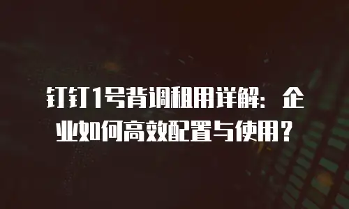 钉钉1号背调租用详解：企业如何高效配置与使用？