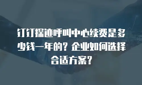 钉钉探迹呼叫中心续费是多少钱一年的？企业如何选择合适方案？