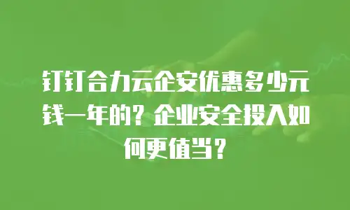 钉钉合力云企安优惠多少元钱一年的？企业安全投入如何更值当？