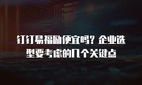 钉钉易福励便宜吗？企业选型要考虑的几个关键点