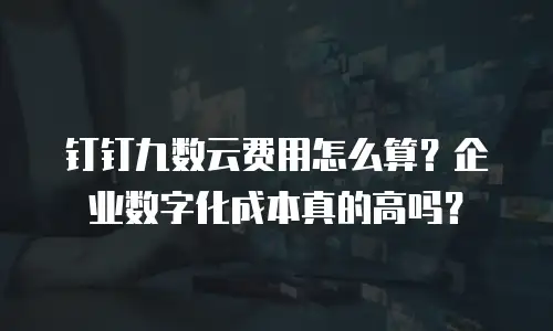 钉钉九数云费用怎么算？企业数字化成本真的高吗？