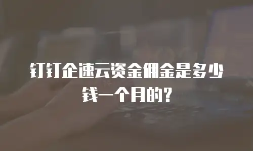 钉钉企速云资金佣金是多少钱一个月的？