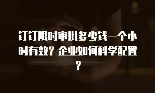 钉钉限时审批多少钱一个小时有效？企业如何科学配置？