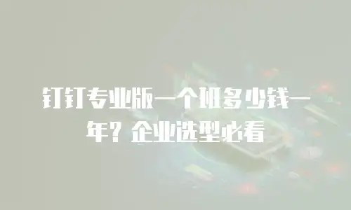 钉钉专业版一个班多少钱一年？企业选型必看