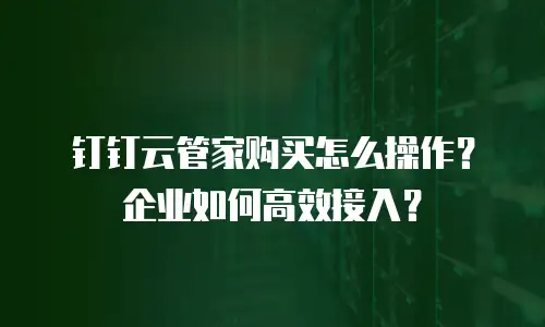 钉钉云管家购买怎么操作？企业如何高效接入？