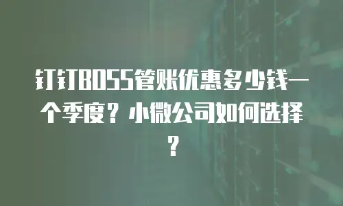 钉钉BOSS管账优惠多少钱一个季度？小微公司如何选择？