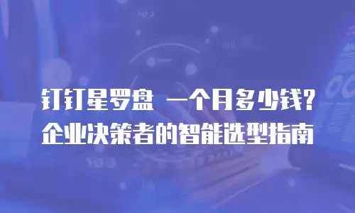 钉钉星罗盘 一个月多少钱？企业决策者的智能选型指南