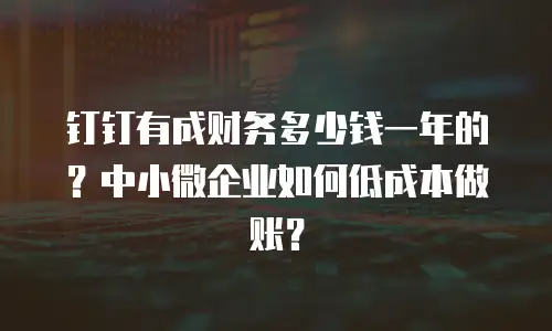 钉钉有成财务多少钱一年的？中小微企业如何低成本做账？