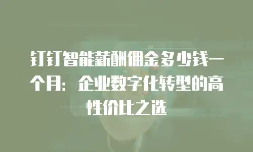 钉钉智能薪酬佣金多少钱一个月：企业数字化转型的高性价比之选