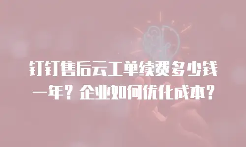 钉钉售后云工单续费多少钱一年？企业如何优化成本？