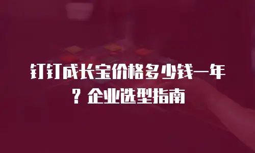 钉钉成长宝价格多少钱一年？企业选型指南