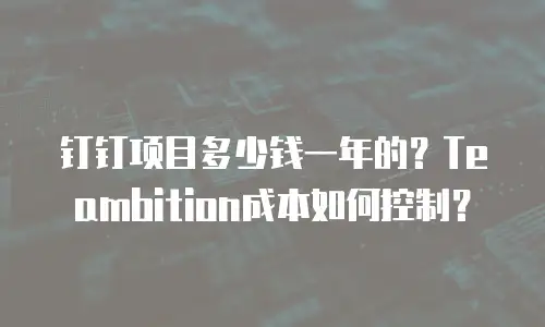 钉钉项目多少钱一年的？Teambition成本如何控制？