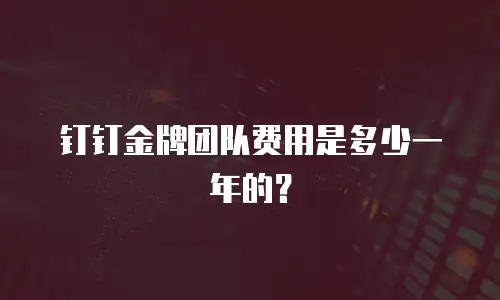 钉钉金牌团队费用是多少一年的？
