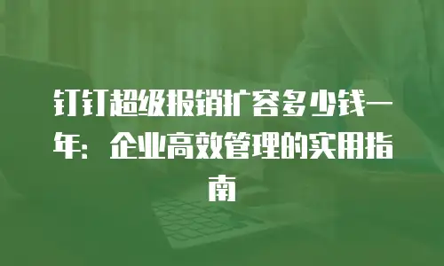 钉钉超级报销扩容多少钱一年：企业高效管理的实用指南