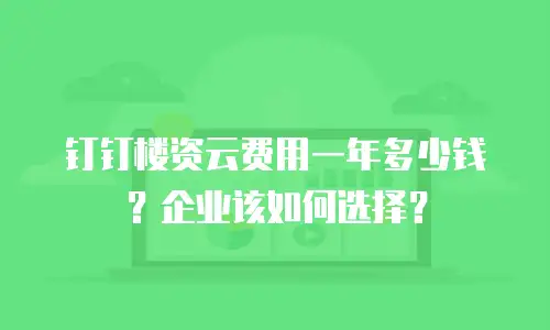 钉钉楼资云费用一年多少钱？企业该如何选择？