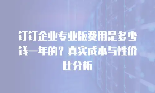 钉钉企业专业版费用是多少钱一年的？真实成本与性价比分析