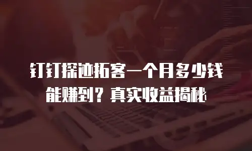 钉钉探迹拓客一个月多少钱能赚到？真实收益揭秘