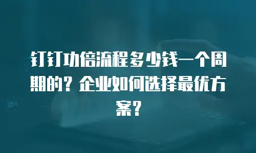 钉钉功倍流程多少钱一个周期的？企业如何选择最优方案？