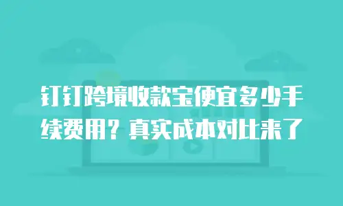 钉钉跨境收款宝便宜多少手续费用？真实成本对比来了