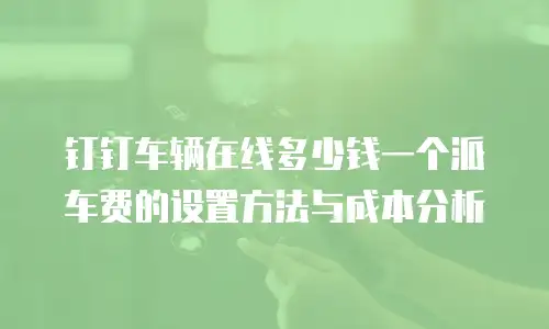 钉钉车辆在线多少钱一个派车费的设置方法与成本分析