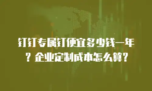 钉钉专属钉便宜多少钱一年？企业定制成本怎么算？
