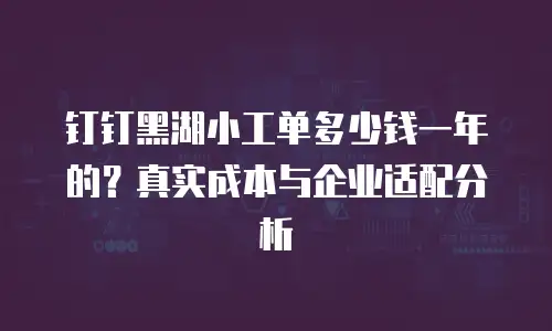 钉钉黑湖小工单多少钱一年的？真实成本与企业适配分析