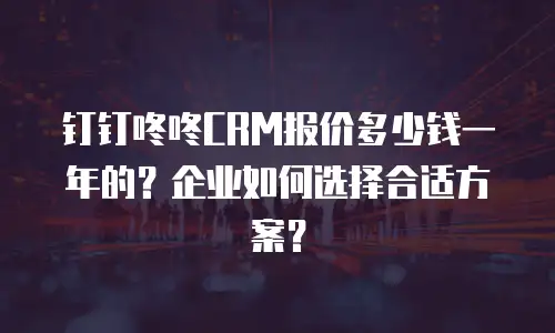 钉钉咚咚CRM报价多少钱一年的？企业如何选择合适方案？