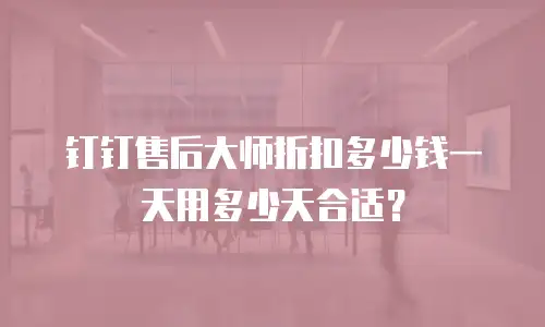 钉钉售后大师折扣多少钱一天用多少天合适？