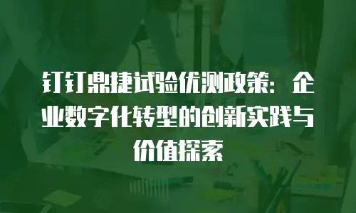 钉钉鼎捷试验优测政策：企业数字化转型的创新实践与价值探索