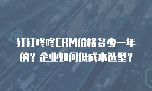 钉钉咚咚CRM价格多少一年的？企业如何低成本选型？