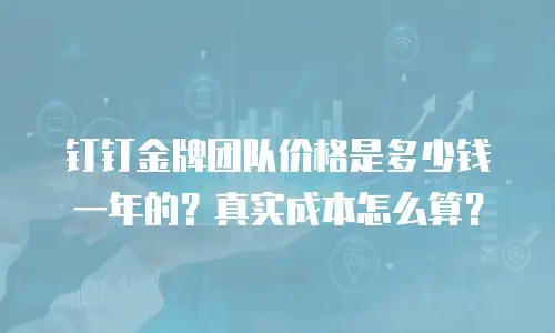 钉钉金牌团队价格是多少钱一年的？真实成本怎么算？