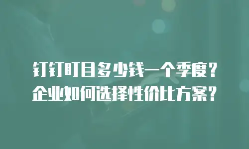 钉钉盯目多少钱一个季度？企业如何选择性价比方案？