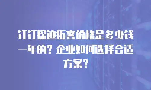 钉钉探迹拓客价格是多少钱一年的？企业如何选择合适方案？