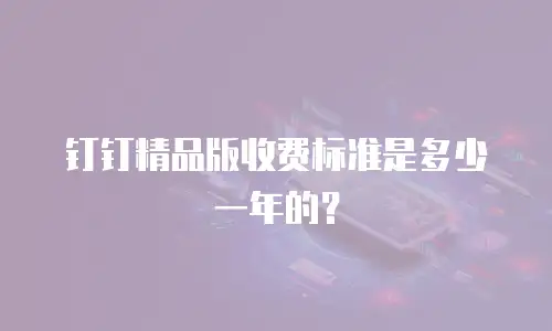 钉钉精品版收费标准是多少一年的？