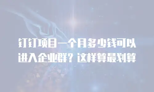 钉钉项目一个月多少钱可以进入企业群？这样算最划算