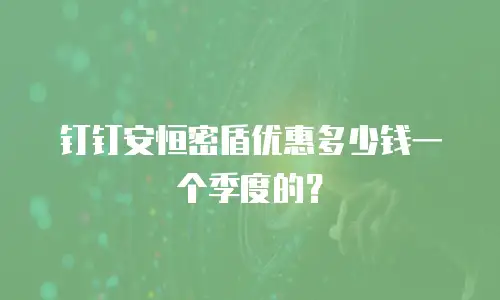 钉钉安恒密盾优惠多少钱一个季度的？
