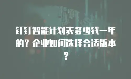 钉钉智能计划表多少钱一年的？企业如何选择合适版本？