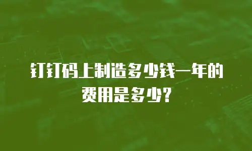 钉钉码上制造多少钱一年的费用是多少？