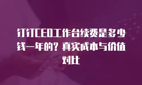 钉钉CEO工作台续费是多少钱一年的？真实成本与价值对比