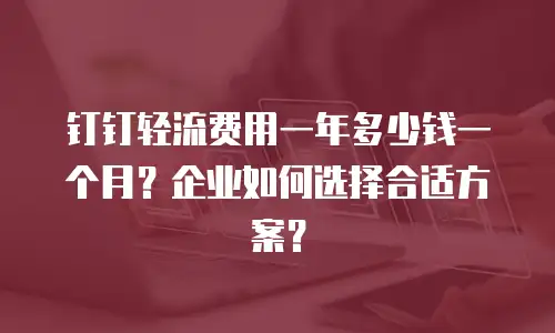 钉钉轻流费用一年多少钱一个月？企业如何选择合适方案？