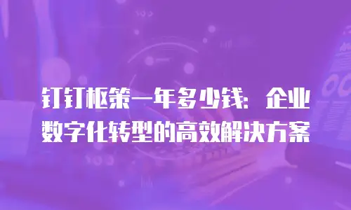 钉钉枢策一年多少钱：企业数字化转型的高效解决方案