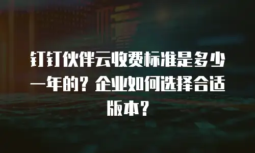 钉钉伙伴云收费标准是多少一年的？企业如何选择合适版本？