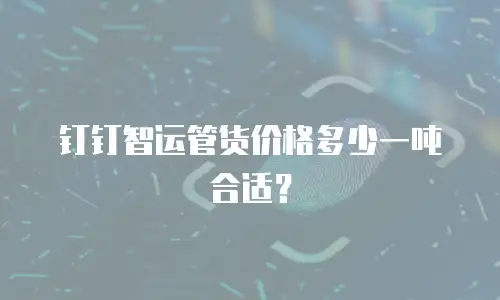 钉钉智运管货价格多少一吨合适？