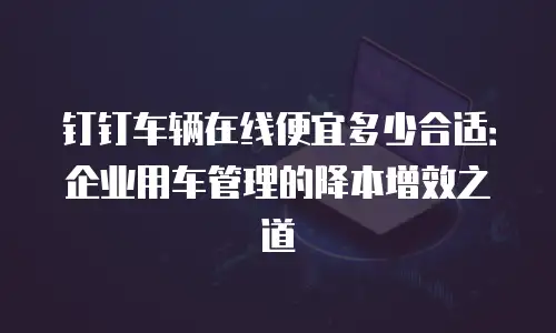 钉钉车辆在线便宜多少合适：企业用车管理的降本增效之道