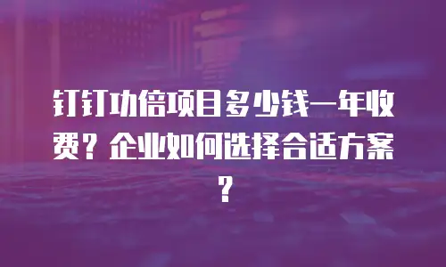 钉钉功倍项目多少钱一年收费？企业如何选择合适方案？