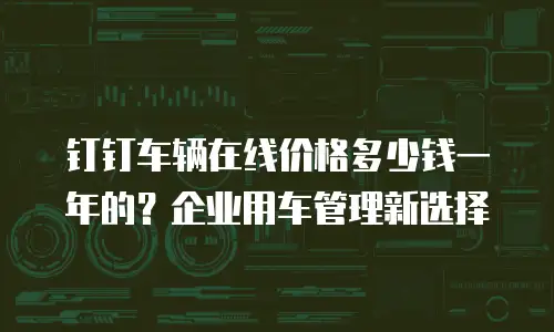钉钉车辆在线价格多少钱一年的？企业用车管理新选择