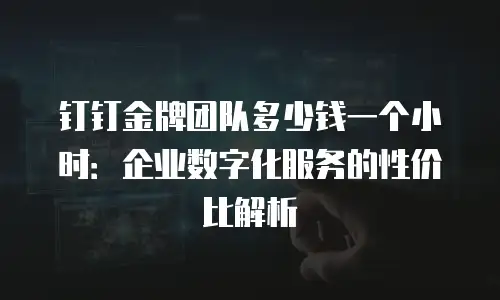 钉钉金牌团队多少钱一个小时：企业数字化服务的性价比解析