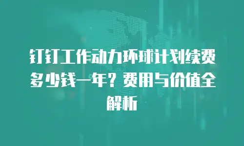 钉钉工作动力环球计划续费多少钱一年？费用与价值全解析