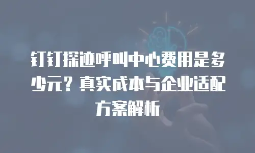 钉钉探迹呼叫中心费用是多少元？真实成本与企业适配方案解析