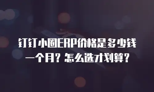 钉钉小圈ERP价格是多少钱一个月？怎么选才划算？